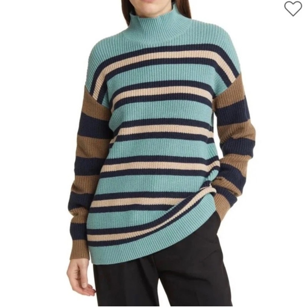 Treasure & Bond Mixed Stripe Mock Neck Sweater preloved women’s